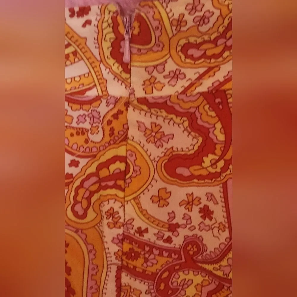 Worthington 12 Paisley Print 100% SILK Orange Pink Lined Zipper Women Mini Skirt